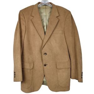 Kingsridge Men Size 40 Tan Suede Blazer Two Button Classic Sport Coat Vtg